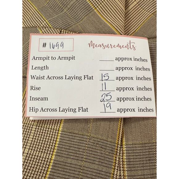 Allen by Allen Schwartz Cream Brown Gold Plaid Wide Leg Lined Dress Pants Size 6 - Picture 8 of 8